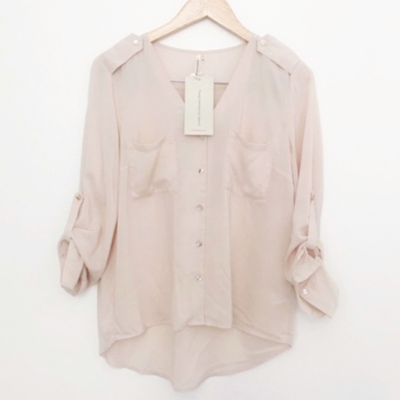 Beige rayon button-down shirt - Picture 6 of 6